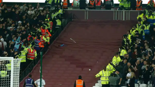 London brawling: Chelsea and West Ham fans fight in cup clash